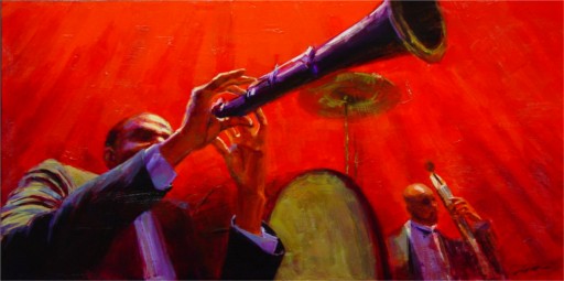 Jazz, 12"x24", Acrylic on Masonite (2005)