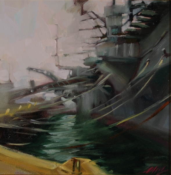 USS Hornet, 12"x12", Oil on Canvas (2008)