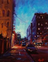 Click to enlarge "SF Night" SF Night, 14"x11", Oil on Canvas Panel (2011)