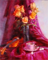 Click to enlarge "Still life with Violin" Still life with Violin, 24"x20", Oil on Canvas (2008)